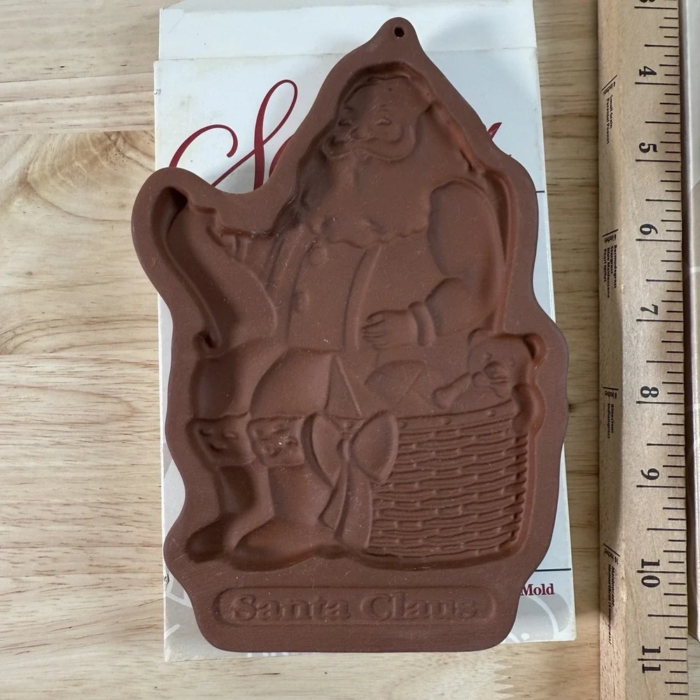 Lot (2) 90's Vintage Longaberger Pottery Santa Cookie Molds Father Christmas‎